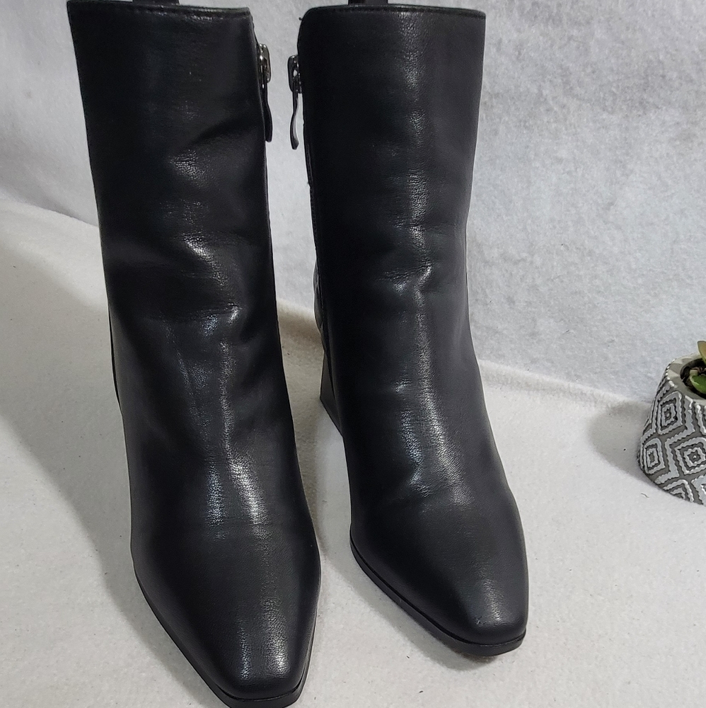 Jessica Carlyle Kena Quilted Chunky Square Heel Pointed Toe Ankle Boots 8.5 - Picture 7 of 15